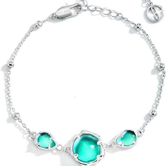 Neiman Marcus Cicy Bell Platinum Plated Moonstone Link Bracelet - Picture 4 of 4